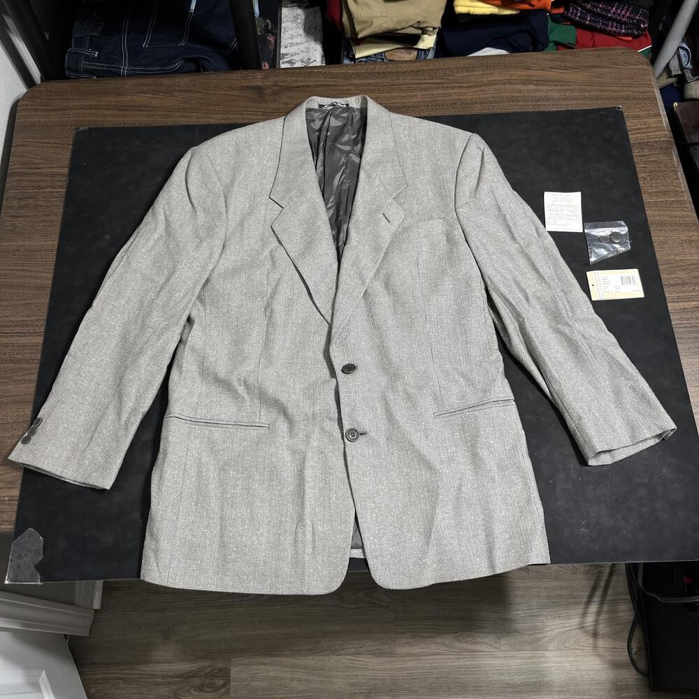 Giorgio Armani Blazer Mens 42 Gray Herringbone Wool Silk Sport Coat Made Italy